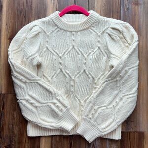 Marbled Women's Cream Sweater covered in Pearls